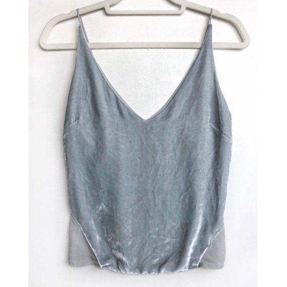 J Brand Lucy Velvet V-Neck Cami in Silver Spoon - Picture 7 of 7